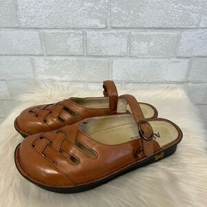 Alegria Freesia Cognac Leather Slip On Shoes Size 40